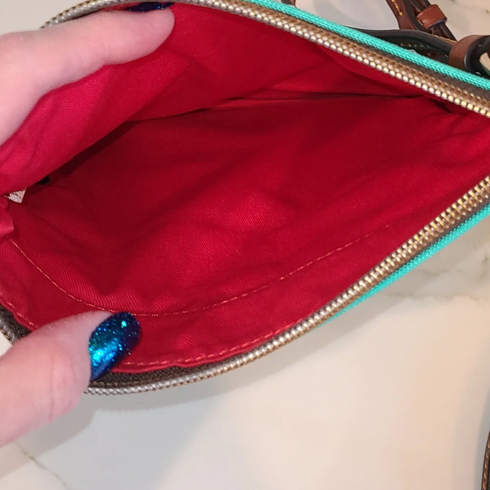 Dooney & Bourke Teal and Brown Crossbody Bag